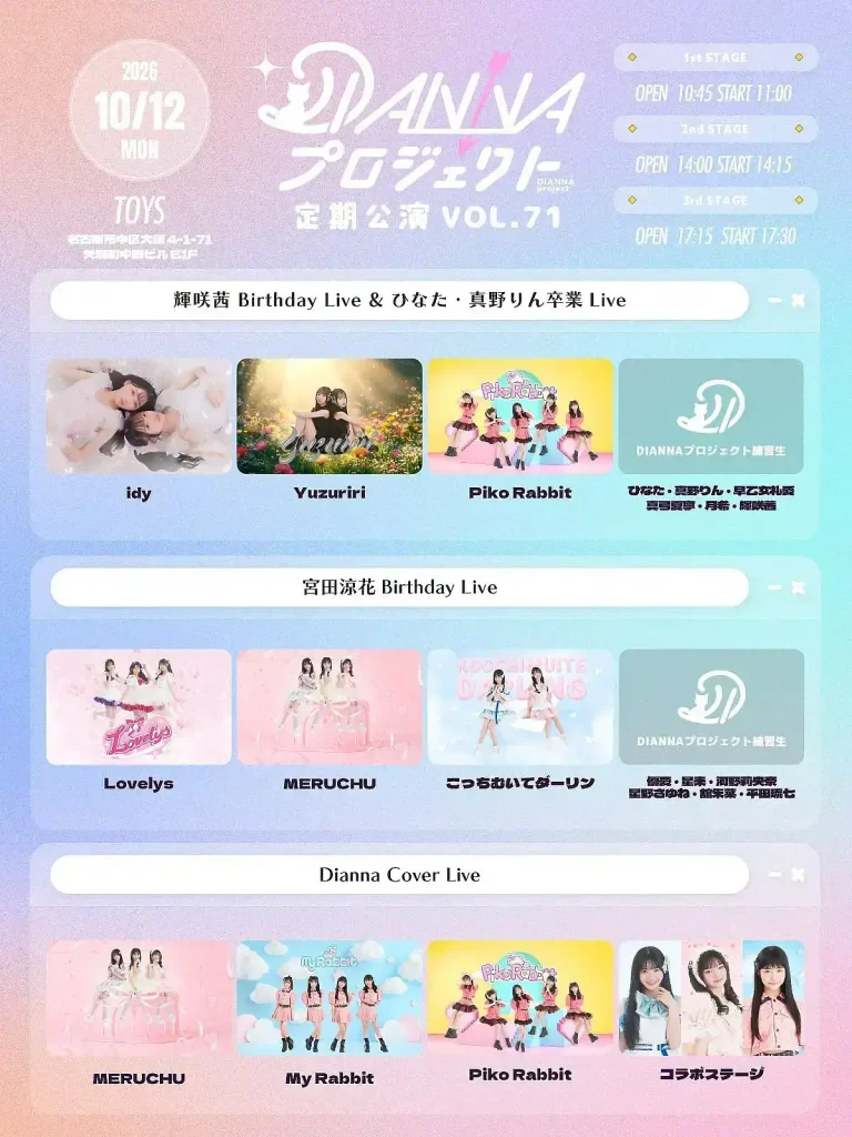 DIANNAプロジェクト定期公演 vol.71 – 3rd【Dianna Cover Live】 告知画像