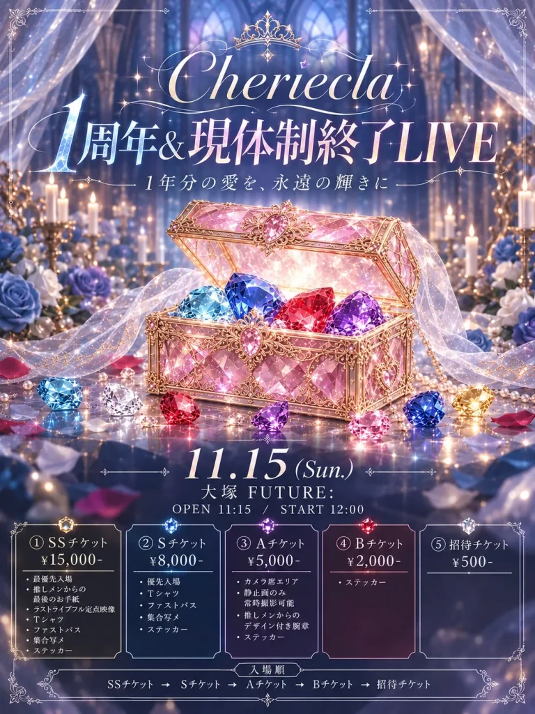 Cheriecla1周年&現体制終了LIVE -1年分の愛を、永遠の輝きに- 告知画像