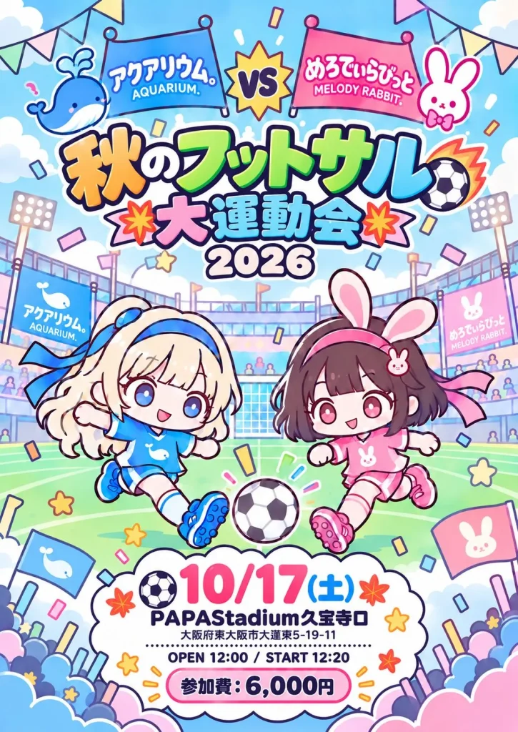 アクアリウム。vs めろでぃらびっと☆秋のフットサル大運動会2026 告知画像